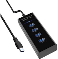 Hub 4 Puertos USB 3.0_5 GBPS Indicador LED Super Speed - 30 cm Negro